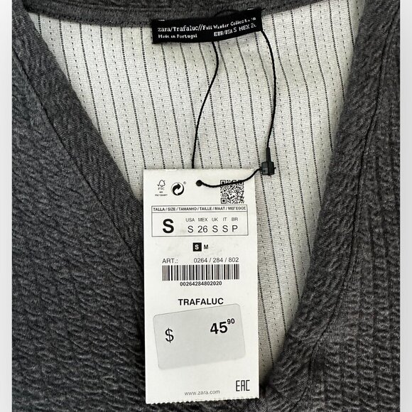 NWT Zara Trafaluc Grey Stretchy Tunic/Dress - Size Small - Picture 6 of 10